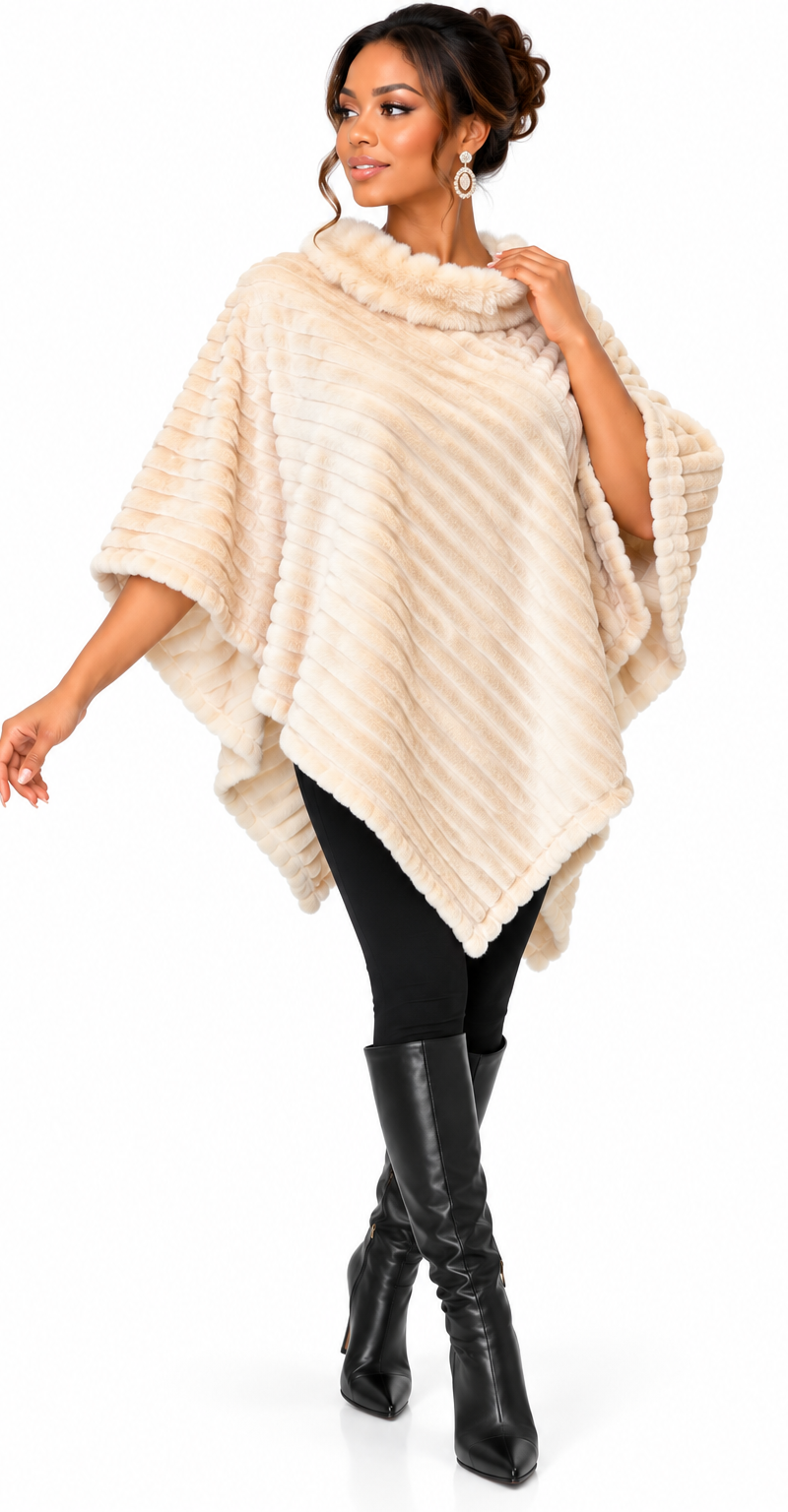 Elegant Women Poncho 1-Beige
