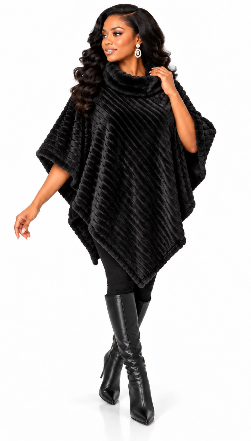 Elegant Women Poncho 1-Black