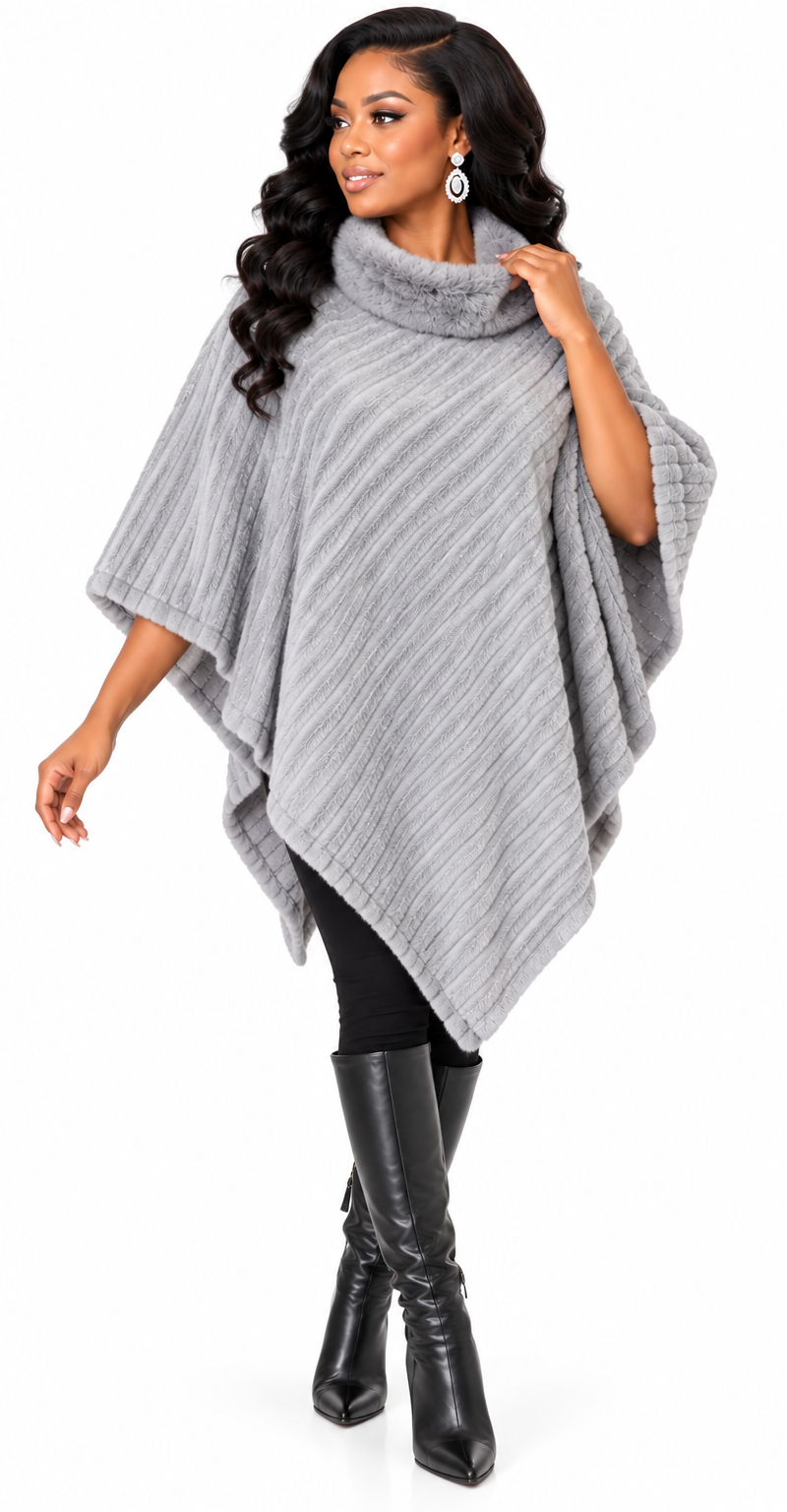 Elegant Women Poncho 1-Grey