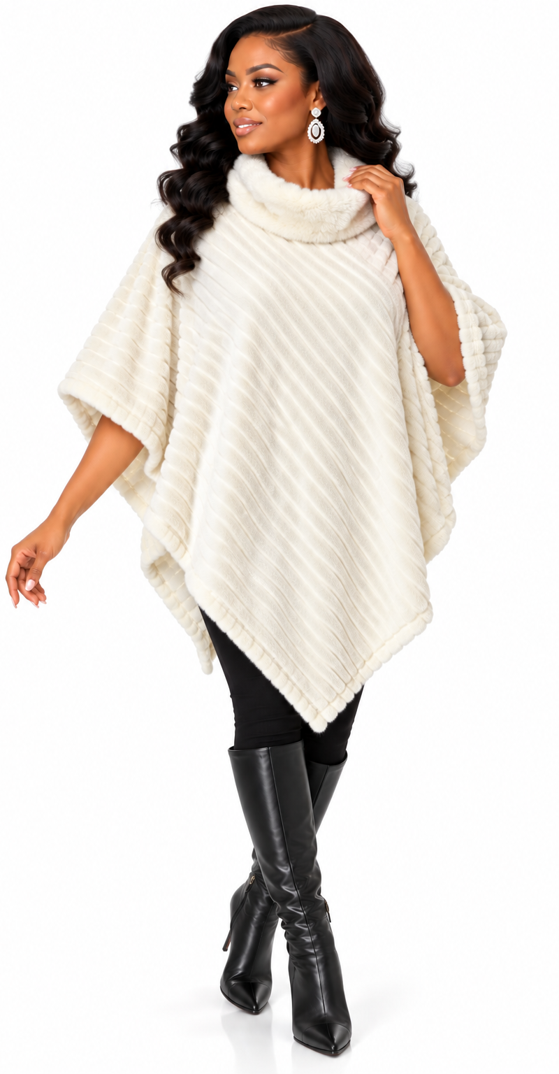Elegant Women Poncho 1-Ivory