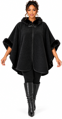 women’s hooded cape 3- Black