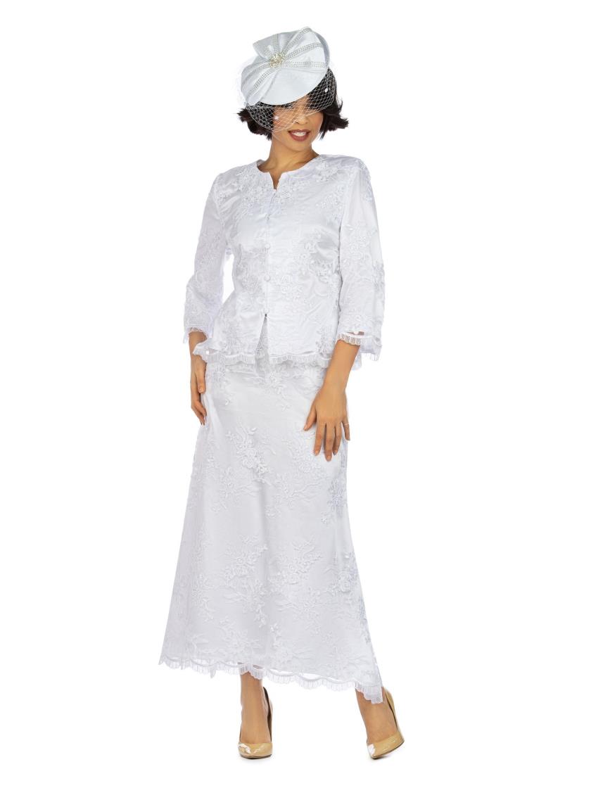 Women Church Suit 0947 White - Church Suits For Less