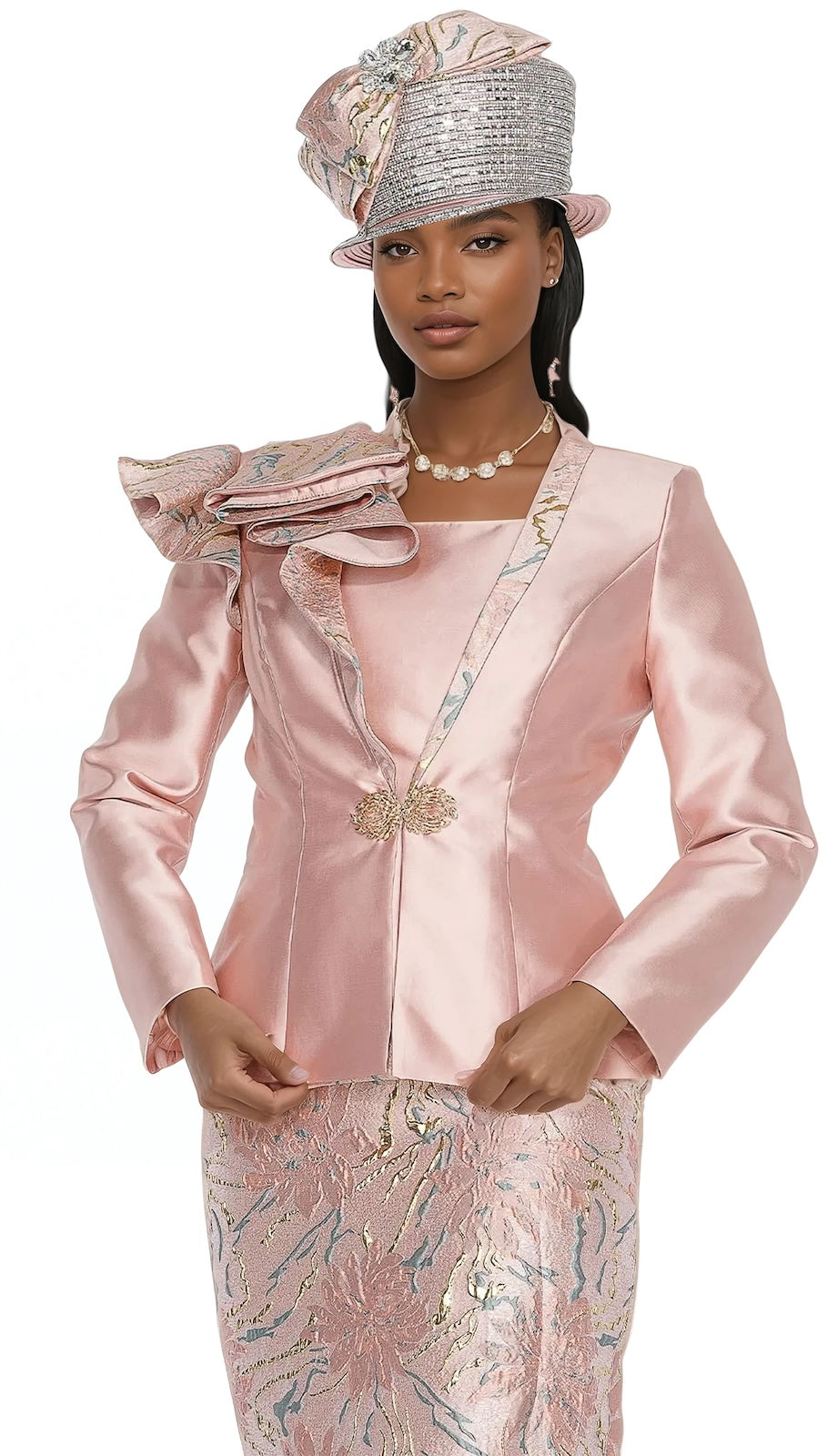 Champagne Italy Church Suit 6101-Metallic Pink - Church Suits For Less