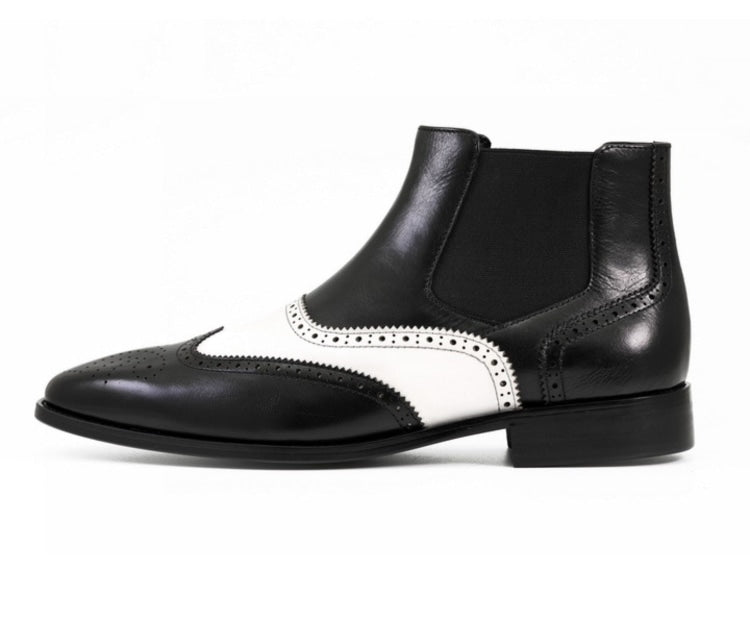 Men's Dress Boots-AG2632 Black & White, Black/White / 12 Men's Dress Boots-AG2632 Black & White, Black/White / 12