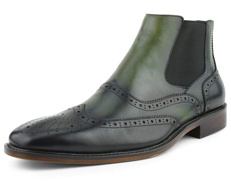 dark green dress boots Green genuine suede pure handmade ankle high chukka boots for men's suede ankle boots