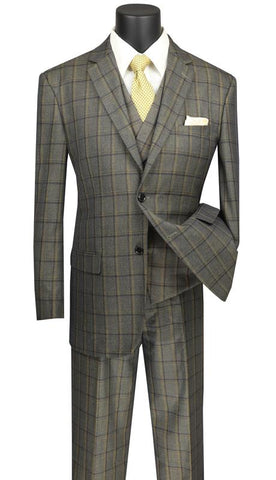 Vinci Men Suit V2RW-12C-Olive - Church Suits For Less