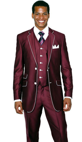 Milano Moda Men Suit 5702V1C-Burgundy - Church Suits For Less