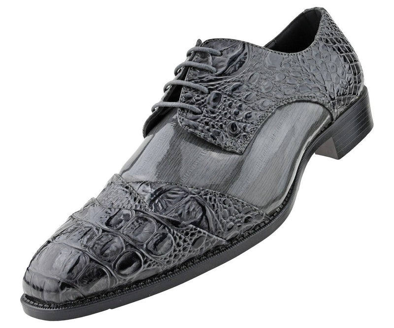 grey dress shoes Shop Gray Leather Brogue Oxford and supremely suave Men Dress Shoes Alligator Grey