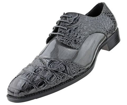 Men Dress Shoes Alligator Grey