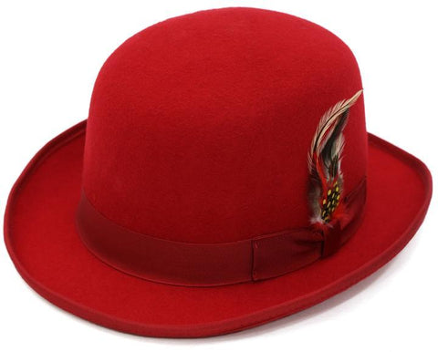 Men Derby Bowler Hat-Red