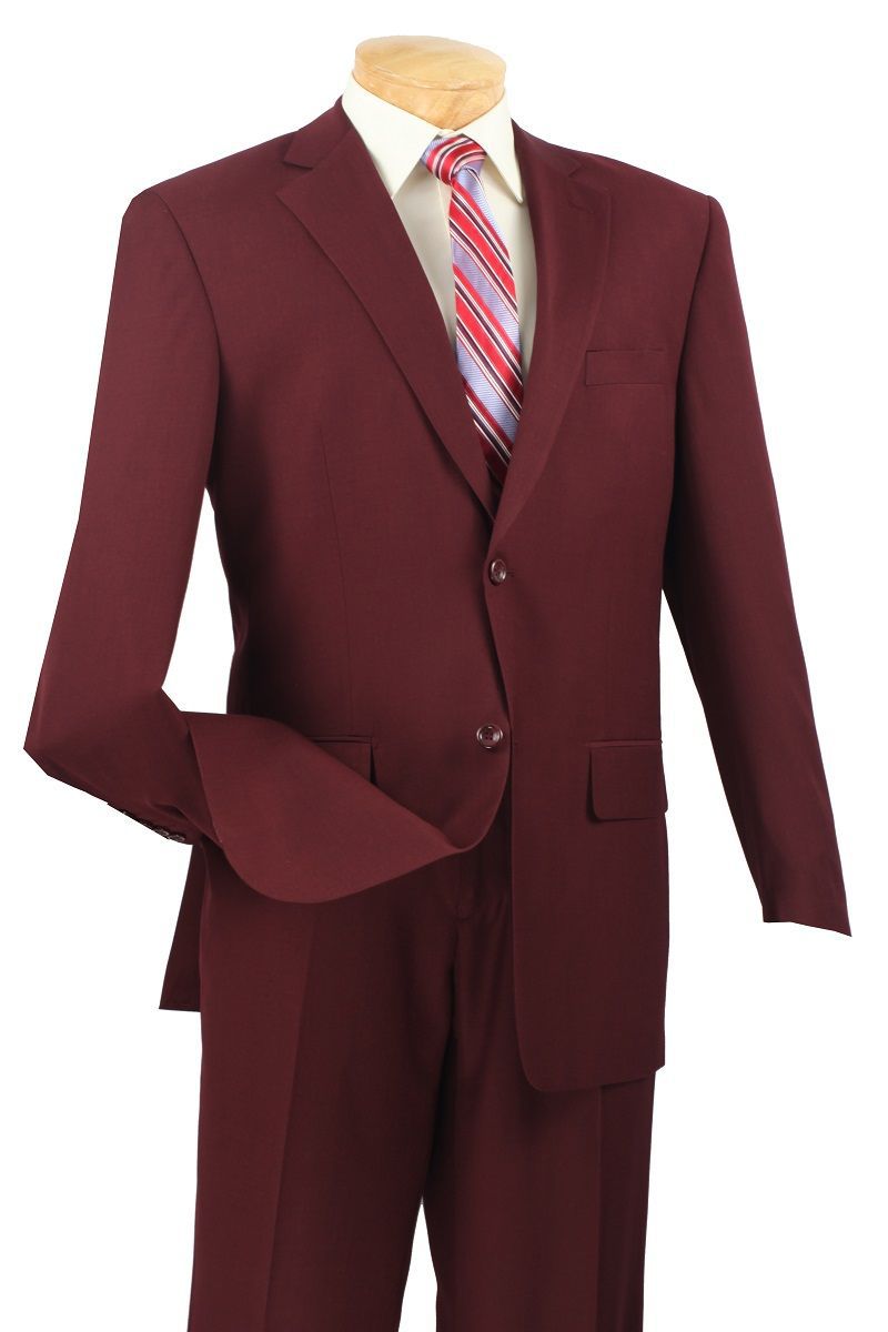 Vinci Men Suit 2LK-1-Burgundy - Church Suits For Less