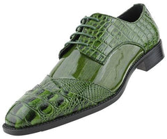 Men Dress Shoes-Alligator-Olive - Church Suits For Less