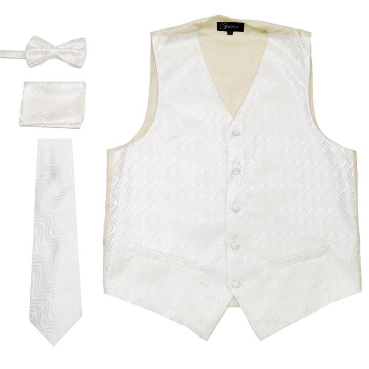 Men Vest Set-PV15- White Cream - Church Suits For Less