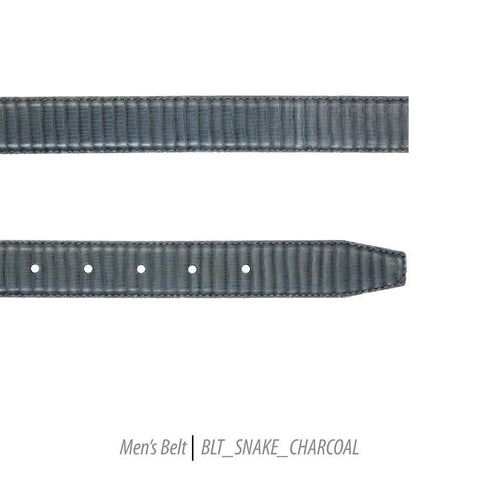 Men Leather Belts-BLT-Snake-Charcoal-405 - Church Suits For Less