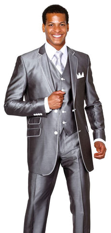 Milano Moda Men Suit 5702V1-Grey - Church Suits For Less