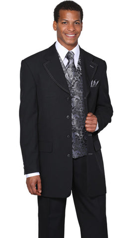Milano Moda Suit 6903V-Black/Grey | Church suits for less