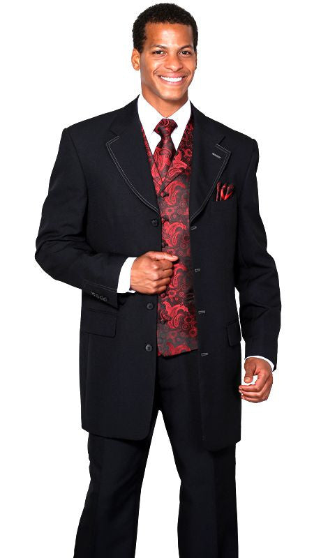 Milano Moda Suit 6903V-Black/Red - Church Suits For Less