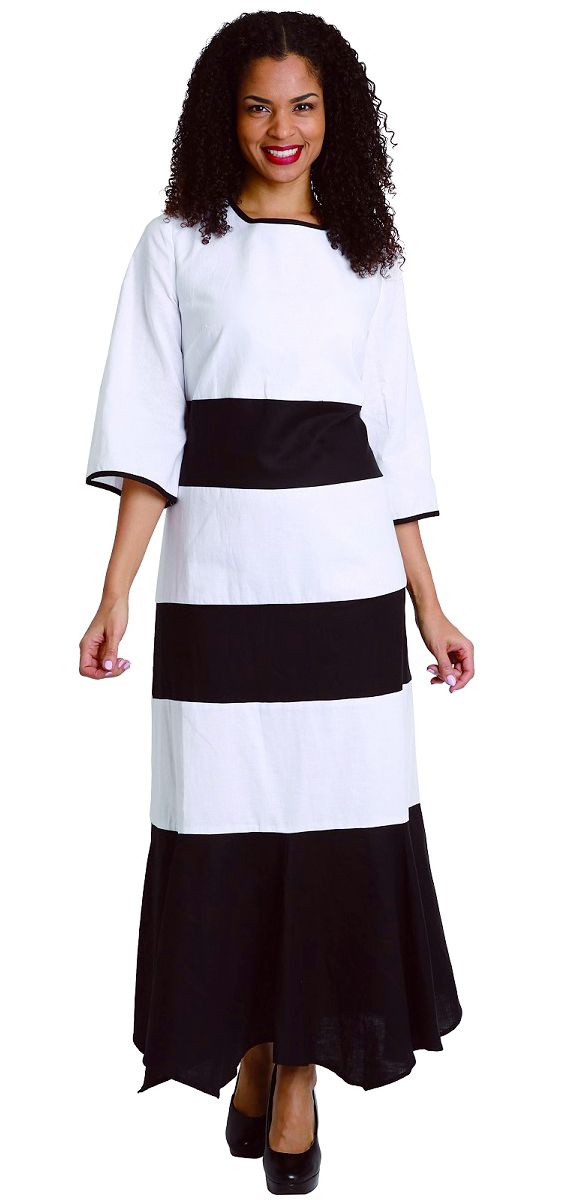 Diana Linen Dress 8212-White/Black - Church Suits For Less