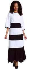 Diana Linen Dress 8212-White/Black - Church Suits For Less
