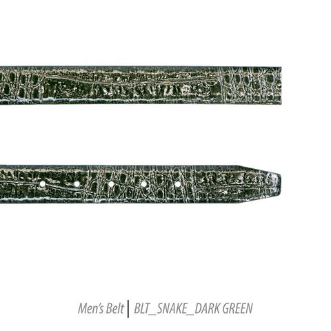 Men Leather Belts-BLT-Snake-Dark Green-408