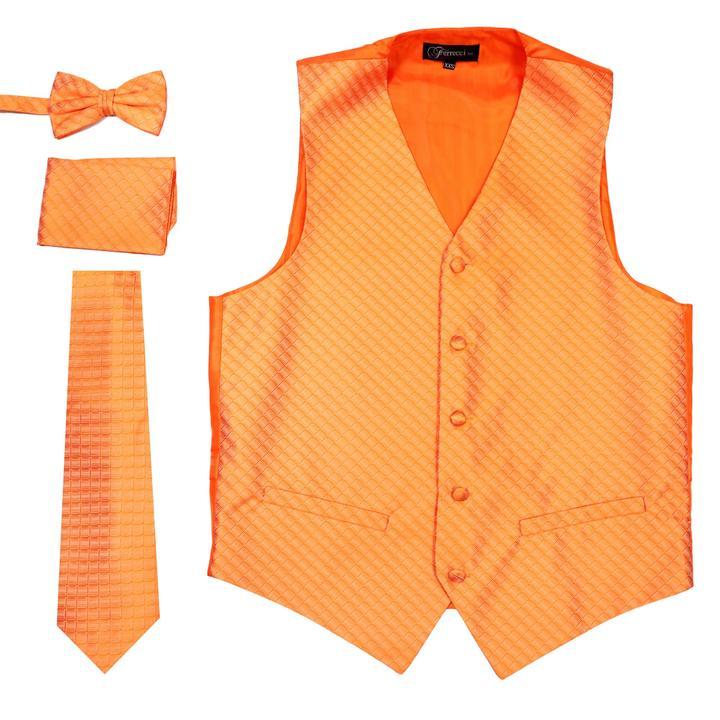 Men Vest Set-VEST300-Orange - Church Suits For Less