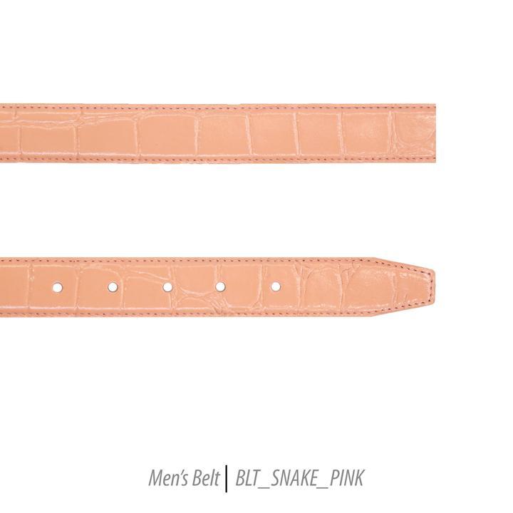 Men Leather Belts-BLT-Snake-Pink-415 - Church Suits For Less