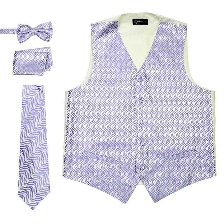 Men Vest Set-PV150-Purple Cream - Church Suits For Less