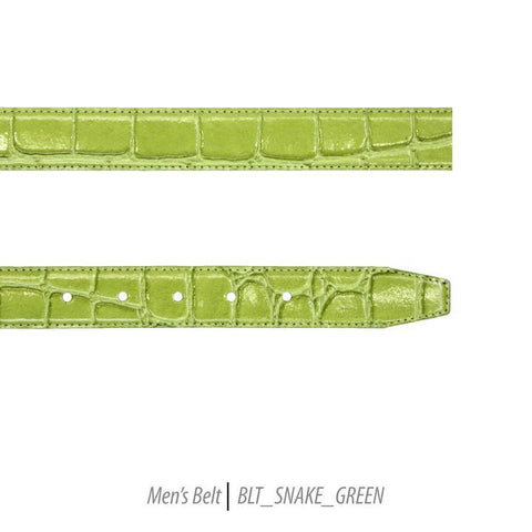 Men Leather Belts-BLT-Snake-Green-409
