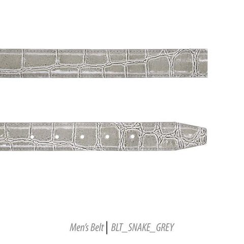 Men Leather Belts-BLT-Snake-Grey-410