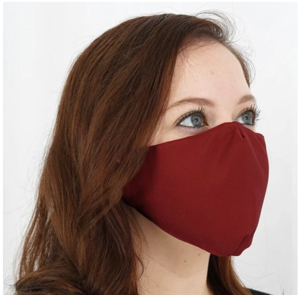 Women Fashion Face Mask 2467-Burgundy-E - Church Suits For Less