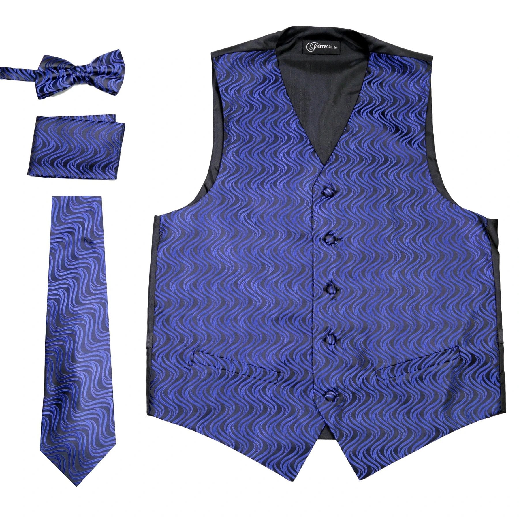 Men Vest-PV150-Black Blue - Church Suits For Less