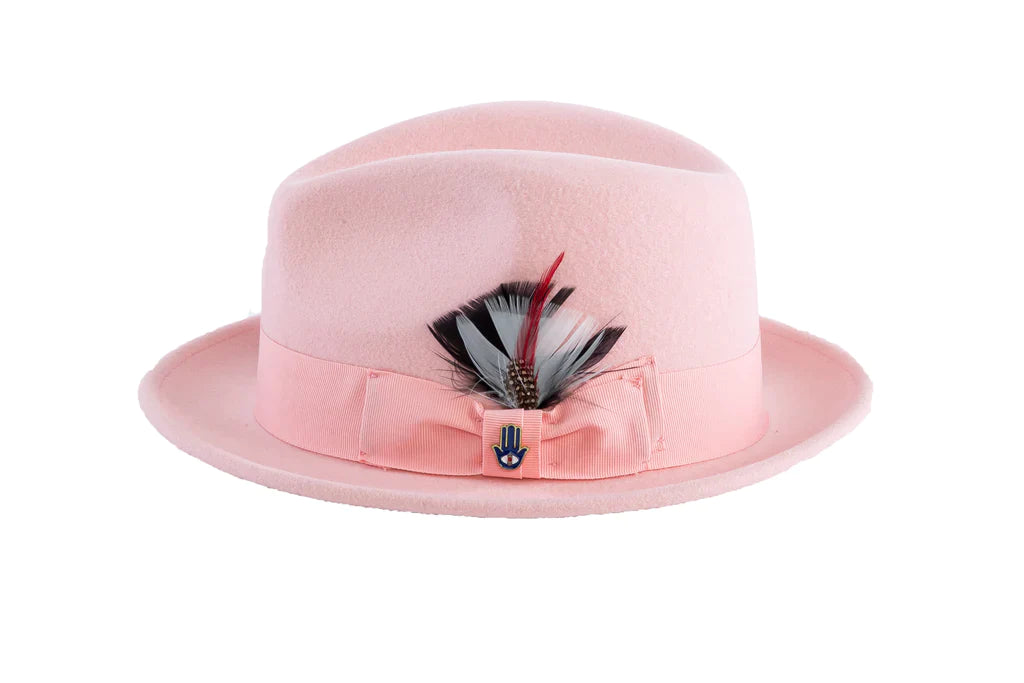 Men Fashion Hat-Trilby Pink - Church Suits For Less