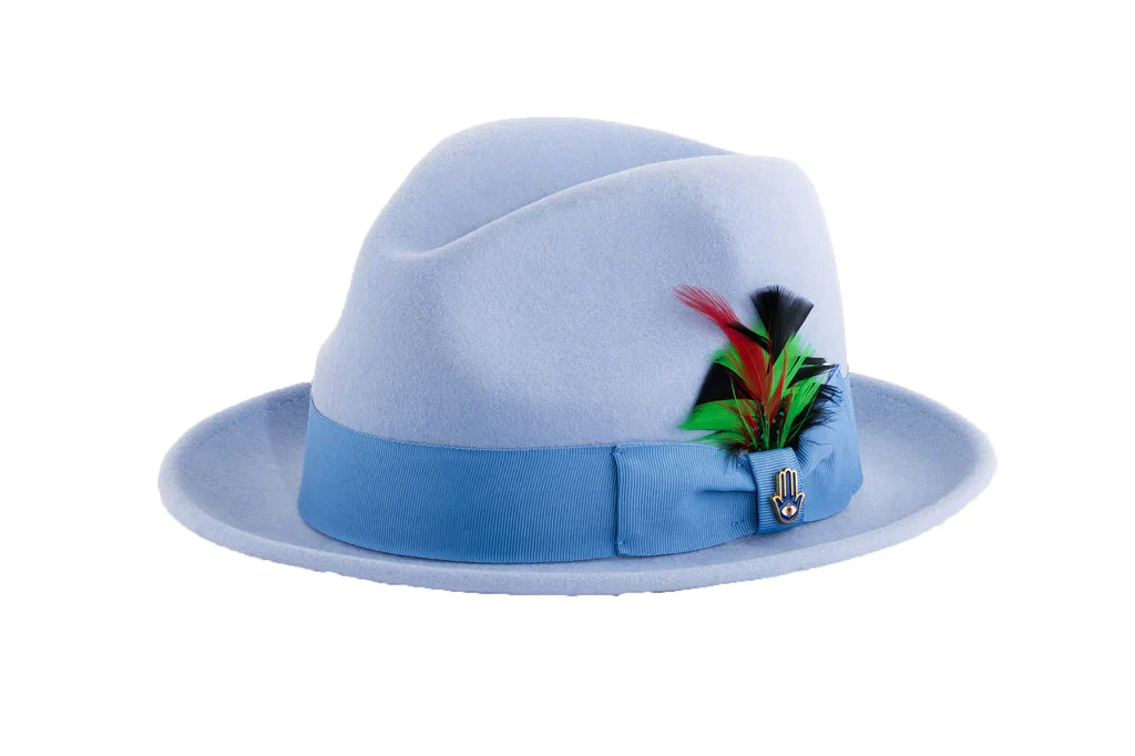 Men Fashion Hat-Trilby Sky Blue - Church Suits For Less