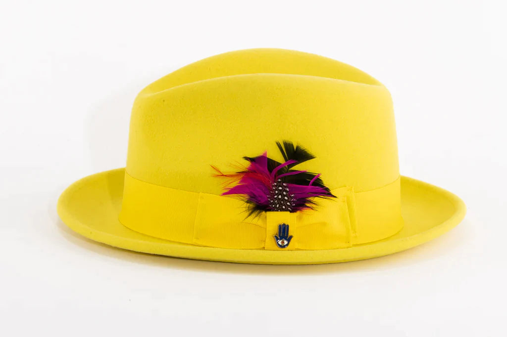 Men Fashion Hat-Trilby Yellow - Church Suits For Less