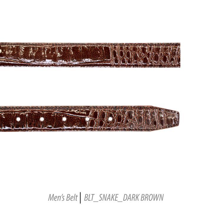 Men Leather Belts-BLT-Snake-Dark Brown-406 - Church Suits For Less