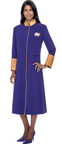 Women Cassock Robe RR9001-Purple/Gold - Church Suits For Less