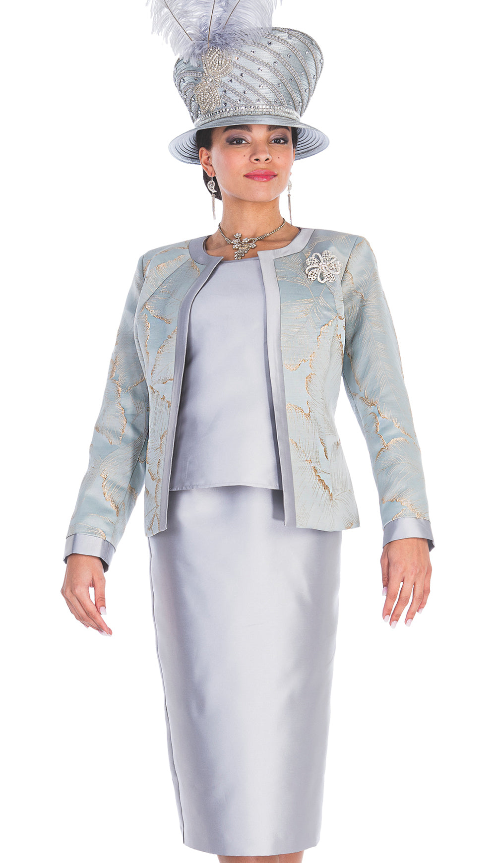 Champagne Italy Suit 5714C-Light Silver - Church Suits For Less