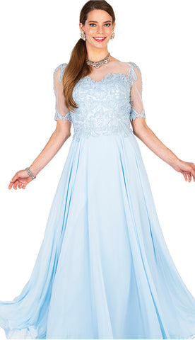 Champagne Italy Dress 5413-Light Blue - Church Suits For Less