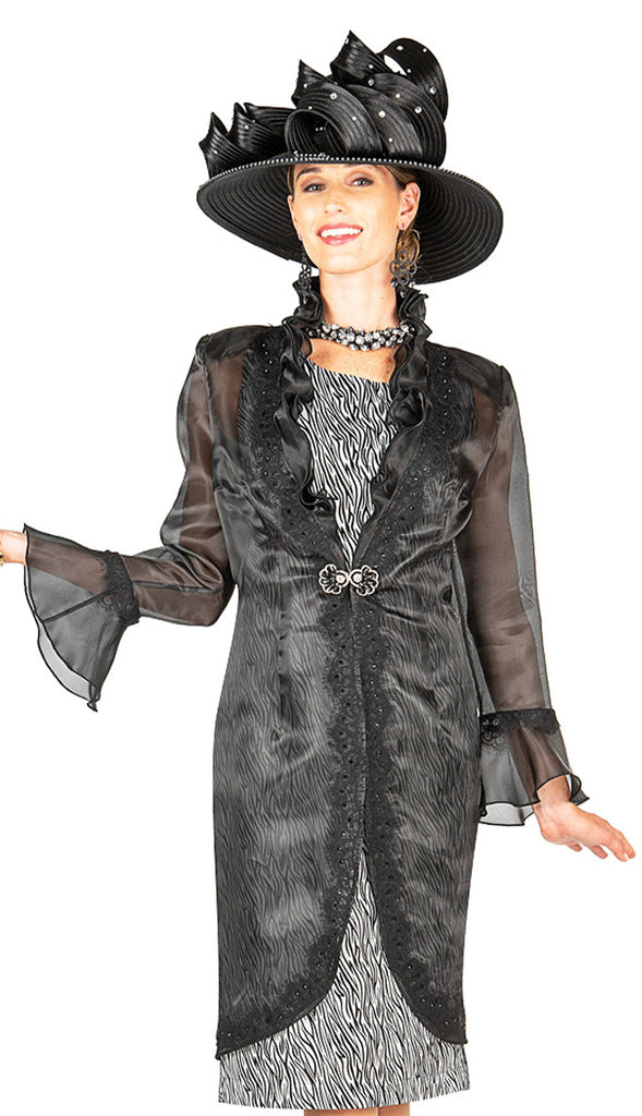 Champagne Italy Jacket Dress 5672C-Black/White - Church Suits For Less