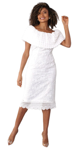Chancele Dress 9578C-White - Church Suits For Less