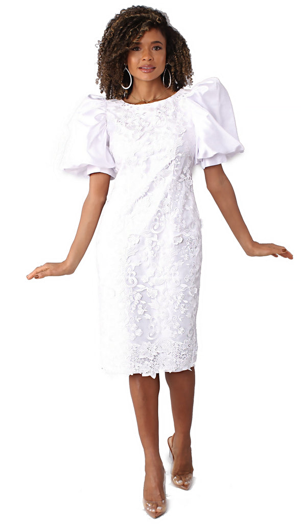 Chancele Church Dress 9700C-White - Church Suits For Less