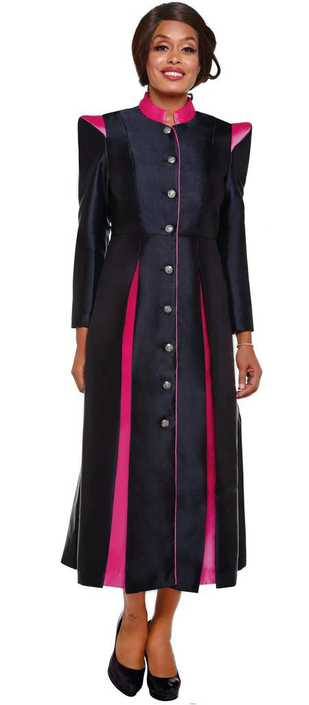Women Church Robe RR9131-Black/Fuchsia - Church Suits For Less
