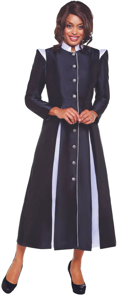 Women Church Robe RR9131C-Black/White - Church Suits For Less