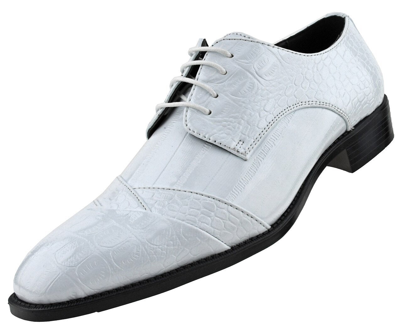 Men Dress Shoes-Alligator-White Men Dress Shoes-Alligator-White