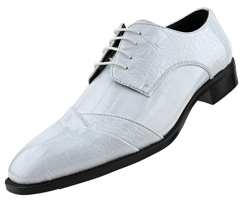 Men Dress Shoes-Alligator-White