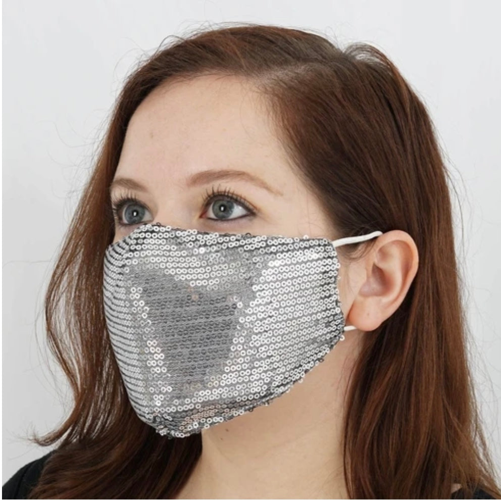 Women Fashion Face Mask 376-Silver-E - Church Suits For Less