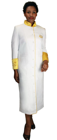 Women Cassock Robe RR9001-White/Gold - Church Suits For Less