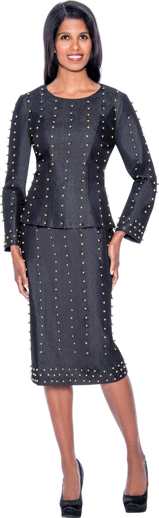 Devine Sport Denim Skirt Suit 63672-Black - Church Suits For Less
