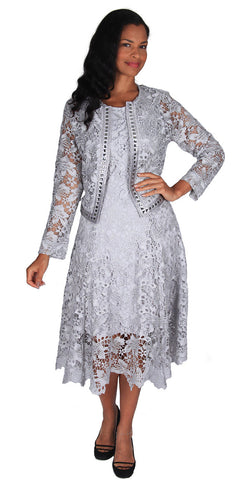 Diana Church Dress 8190-Silver - Church Suits For Less