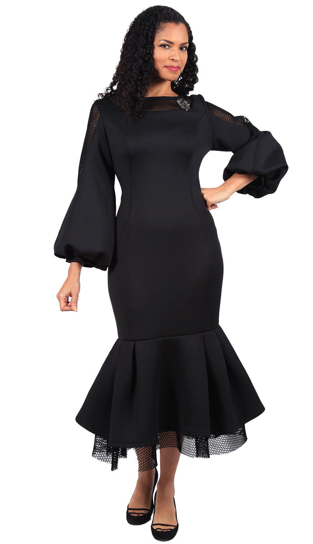 Diana Couture Church Dress 8659-Black - Church Suits For Less